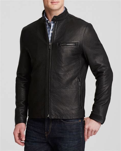 michael kors men's racer jacket ggogle|Michael Kors leather racer jacket.